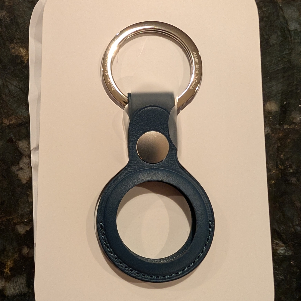 Blue Leather Key Ring Holder
